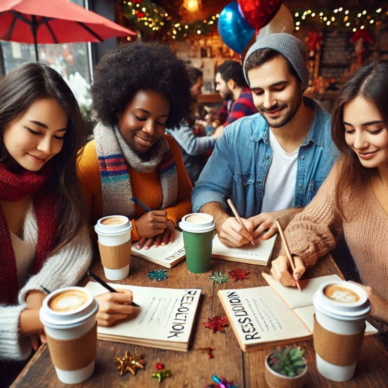 Jóvenes escribiendo sus listas de propósitos vacíos
