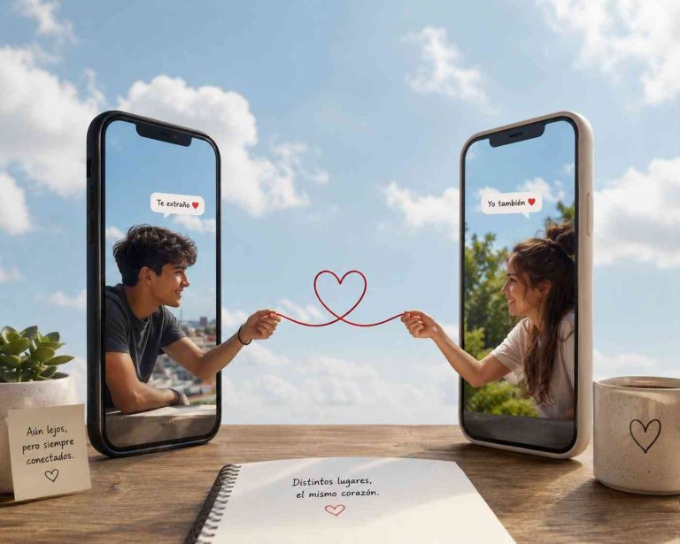 Relación a distancia basada en la confianza y el amor.